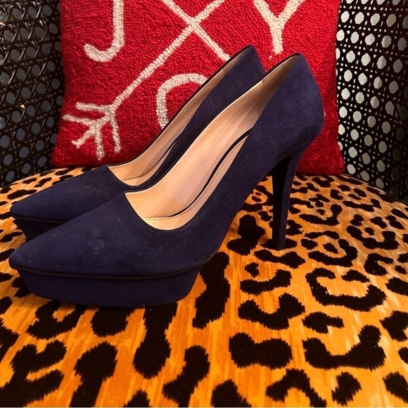 PRADA Camoscio Basic Suede Calzature Donna Bottiglia Platform Pump in Navy - Picture 8 of 9